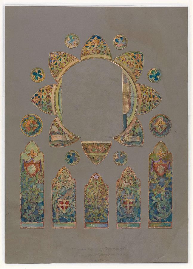 Design for a stained glass window  Louis Comfort Tiffany American, New York 1848-1933 New York Painting by Louis Comfort Tiffany