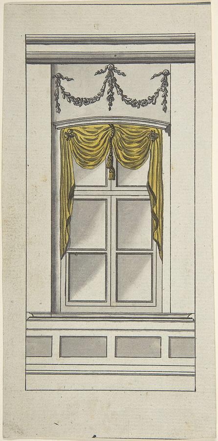 Design For A Window With Yellow Drapery  Attributed To Anonymous, German, 18th Century Painting