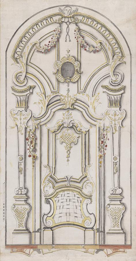 Design For An Entrance Portal With A Single Door Drawing by Michael ...