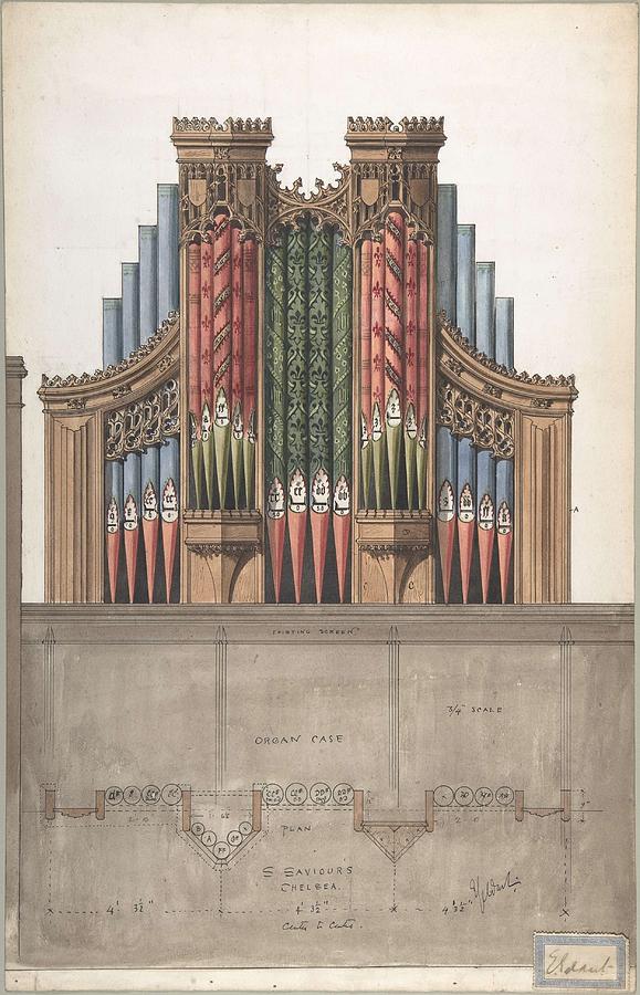 Design For An Organ Case For Saint Saviours Church, Chelsea, London  Ernest Geldart British, Londo Painting
