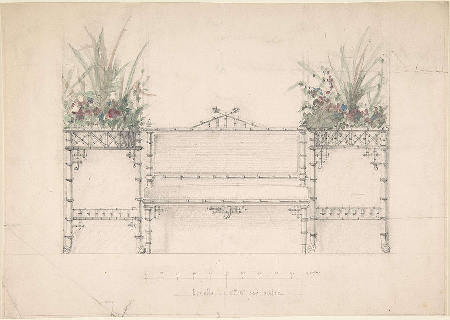 Design For Chinois Bench And Planters  Anonymous, French, 19th Century Painting