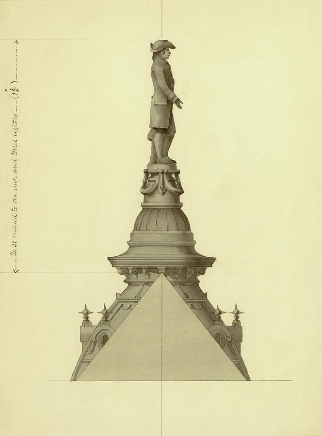 Design For City Hall Tower Drawing by Thomas Ustick Walter
