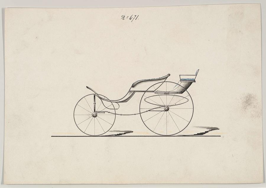 Design For Pony Phaeton With Rumble, No. 671 Ca. 1860 Painting