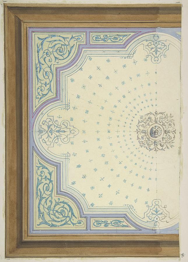 Design For The Decoration Of A Ceiling With Strapwork Painting by Jules-edmond-charles Lachaise Design For The Decoration Of A Ceiling With Strapwork Painting by Jules-edmond-charles Lachaise