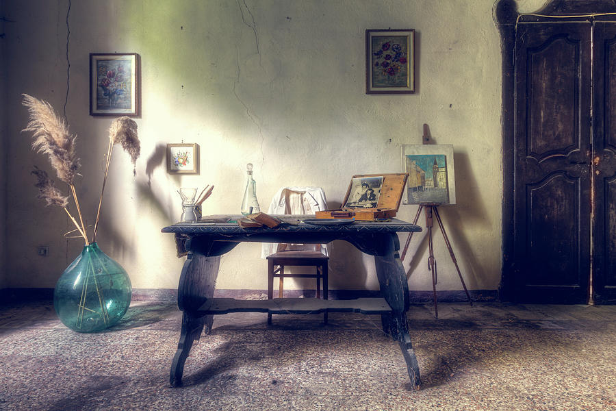 Desk of an Artist Photograph by Roman Robroek