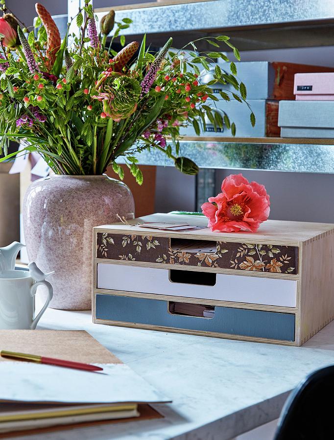 Desktop Drawers With Decoupage Fronts In Different Colours Photograph by Martin Slyst