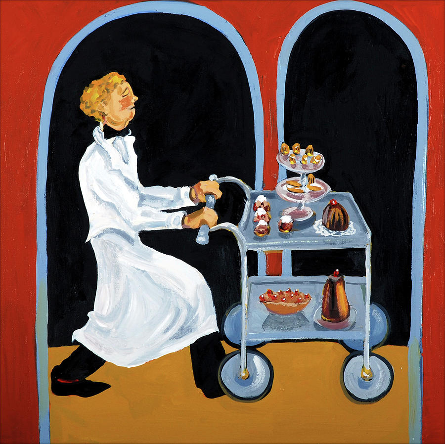 Waiter Painting - Dessert Cart Garcon by Patricia A. Reed