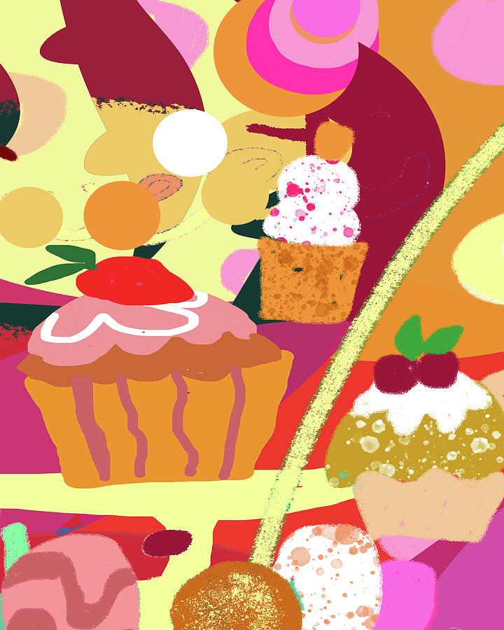 Abstract Digital Art - Desserts With Abstract Background by Holly Mcgee
