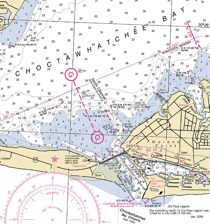 Destinflorida Nautical Chart Mixed Media by Sea Koast Pixels