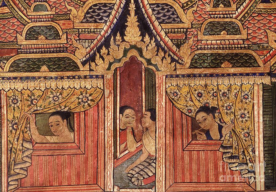 Detail From A Mural At Wat Phra Singh Painting by Thai School