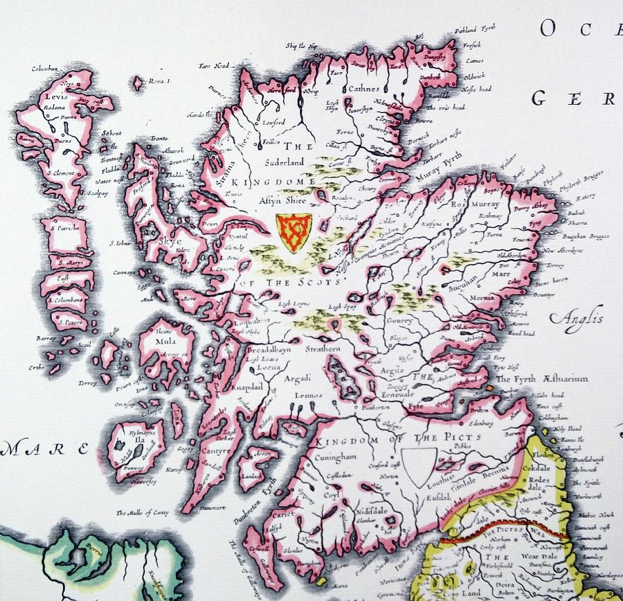 Detail From An Antique Map Of Scotland Drawing by British School