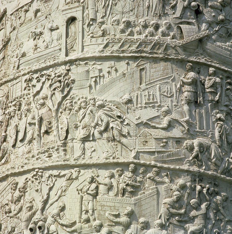 Boat Photograph - Detail From Column Of Trajan, Ad 113, Marble by Roman School