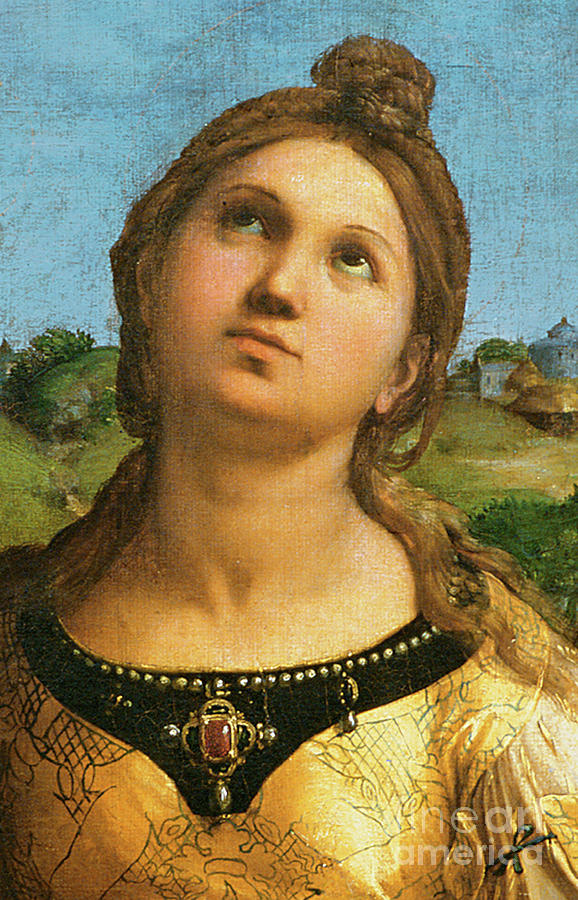 Detail From St Cecilia Surrounded By St Paul, St John The Evangelist, St Augustine And Mary Magdalene Painting by Raphael