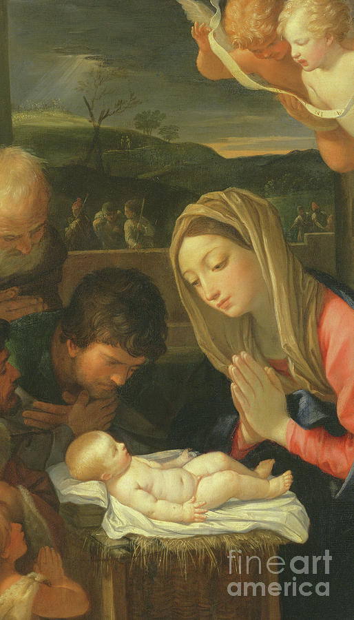Detail from The Adoration of the Shepherds Painting by Guido Reni