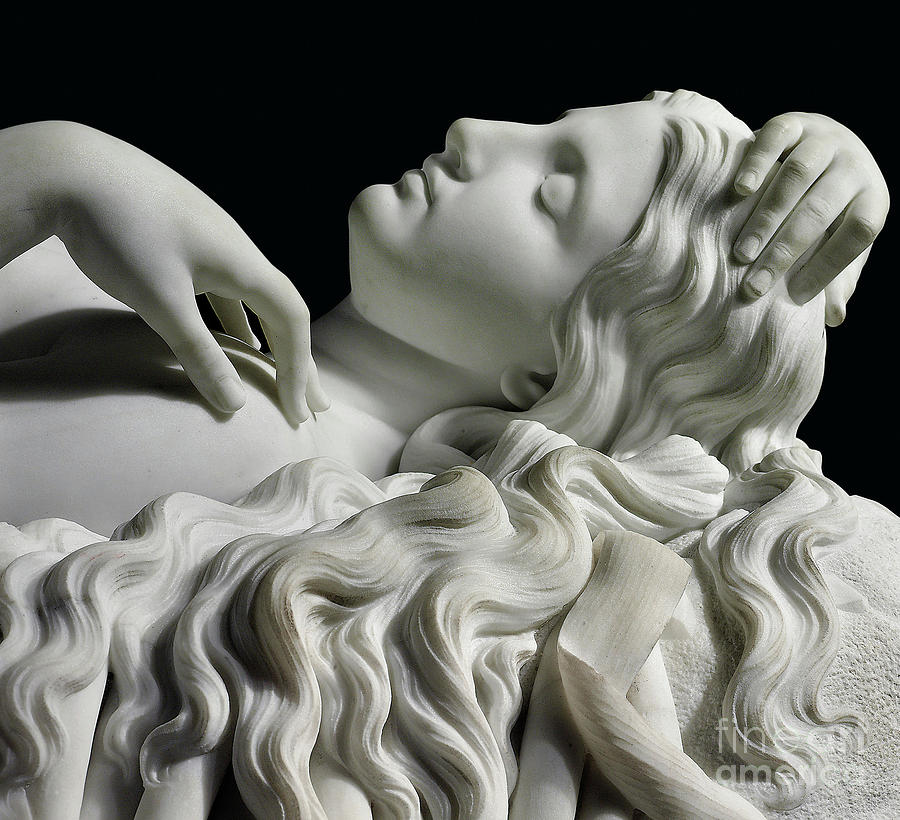 Detail of A life size figure of Rhodopis on plinth, 1862  Sculpture by Charles Francis Fuller