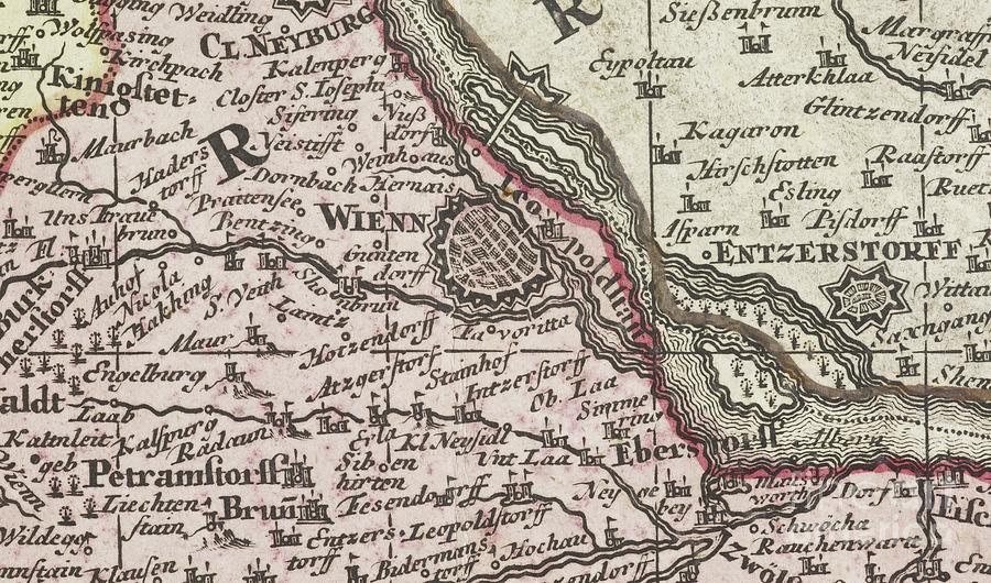 Detail Of A Map Of Austria Colour Litho Painting by European School