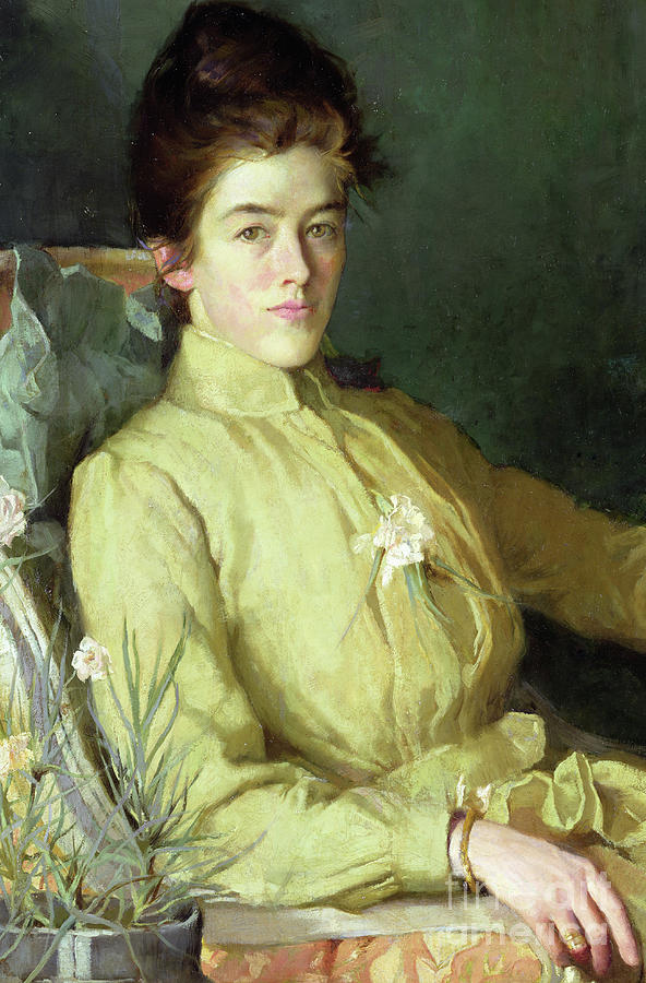 Detail of a Portrait of a young woman Painting by Charles Wellington Furse