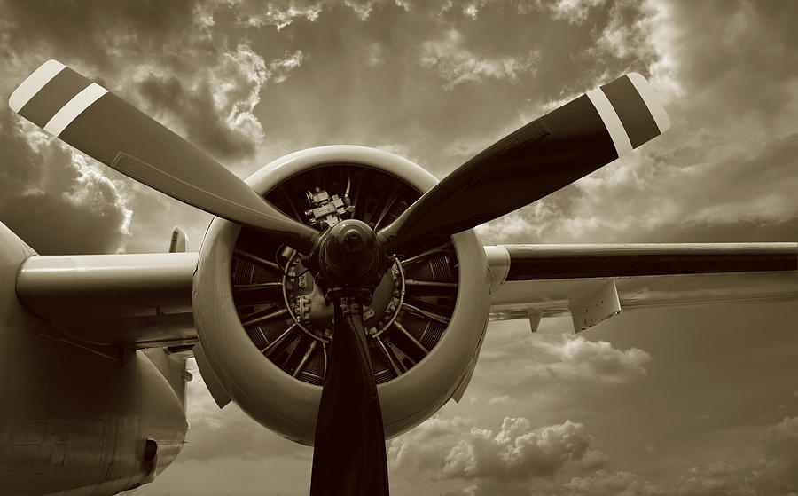 Detail Of Airplane Engine And Propeller Photograph by Narvikk