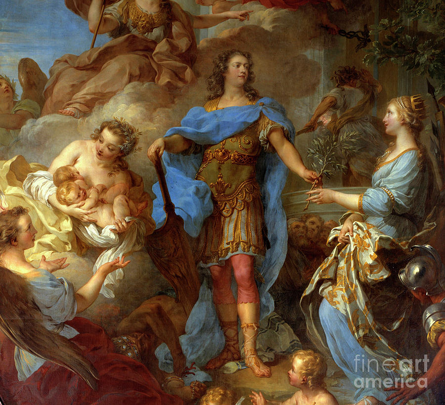 Detail Of King Louis Xv Giving Peace To Europe Allegory At The Time Of The Treaty Of Seville Painting by Francois Le Moyne