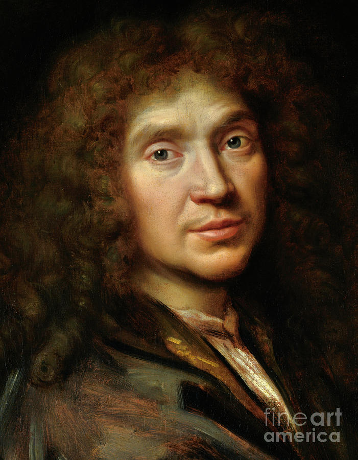 Portrait Painting - Detail Of Portrait Of Moliere by Pierre Mignard