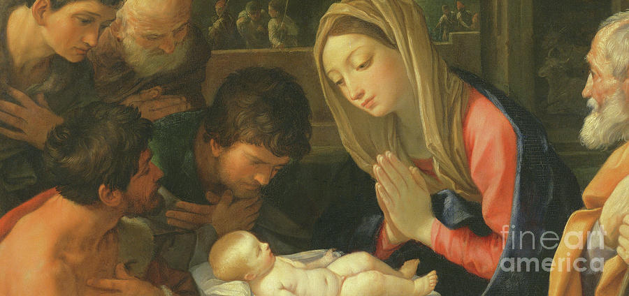 Detail of The Adoration of the Shepherds by Guido Reni Painting by Guido Reni