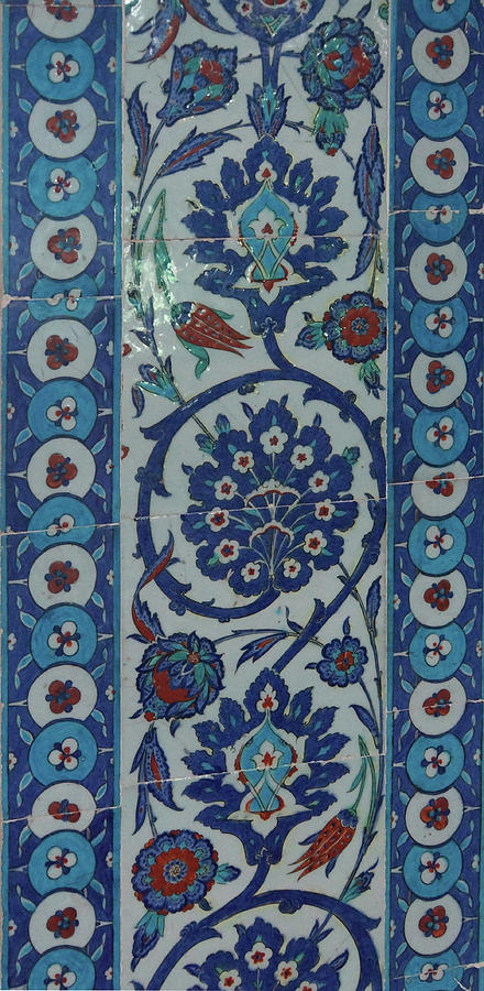 Detail of the blue mosaics decorating the    Rustem Pasha Mosque Photograph by Steve Estvanik