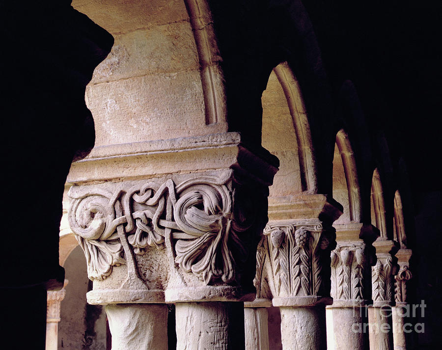 Romanesque Photograph - Detail Of The Capitals In The Cloisters by Spanish School
