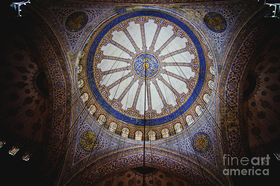 Detail of the decorations of the interior of the Blue Mosque, in Istanbul Photograph by Joaquin Corbalan