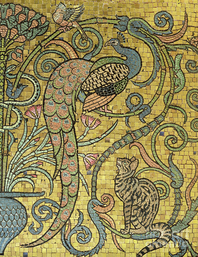 Detail of the gold mosaic frieze Relief by Walter Crane