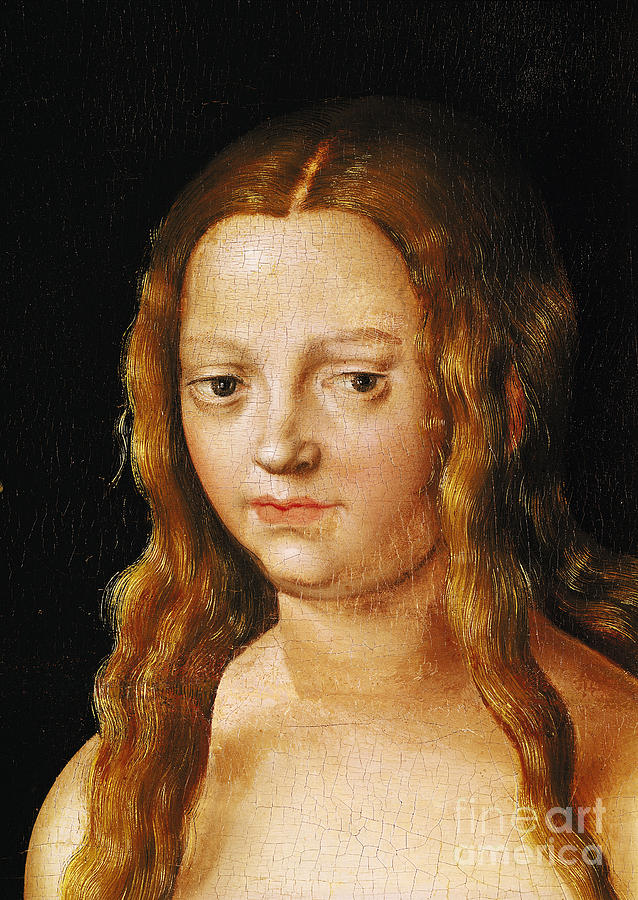 Nude Painting - Detail Of The Head Of Eve By Lucas Cranach The Elder by Lucas The Elder Cranach