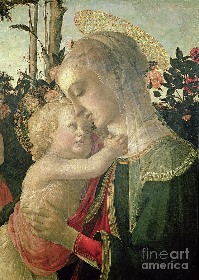 Detail Of The Madonna And Child By Botticelli Painting by Botticelli