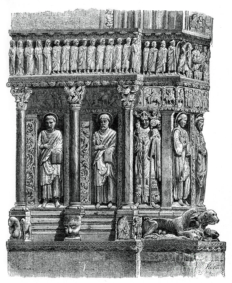 Detail Of The Portal Of St Trophimus Drawing by Print Collector