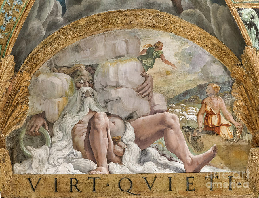Detail Of The Vault With the Search Of The Golden Wool, Chamber Of Cupid And Psyche Painting by Giulio Romano