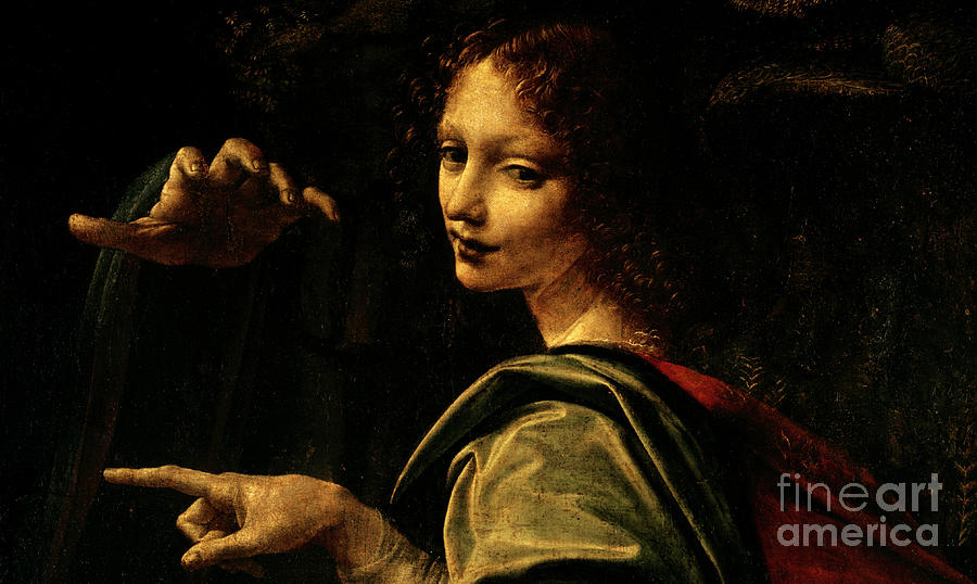 Detail of the Virgin with the rocks Painting by Leonardo Da Vinci
