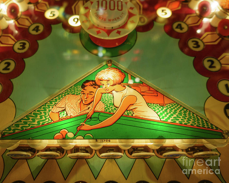 Detail Vintage Pinball Machine with Pool Theme Photograph by Edward Fielding
