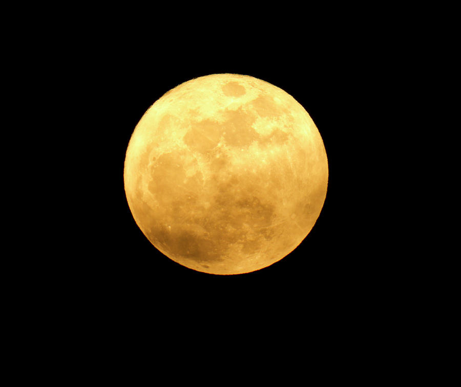 Detailed Image Of Yellow Moon On A Photograph by Diane Labombarbe