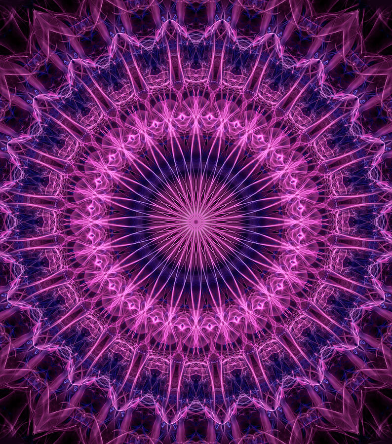 Detailed mandala in pink and violet tones Digital Art by Jaroslaw Blaminsky
