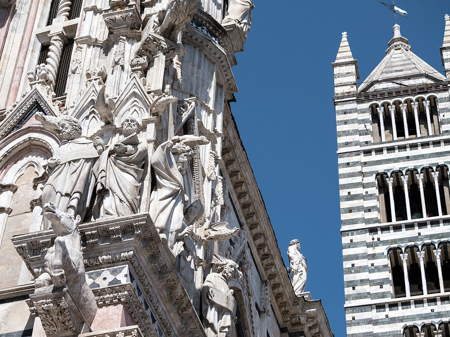 Details of the west facade of the Siena Cathedral Photograph by Tosca Weijers