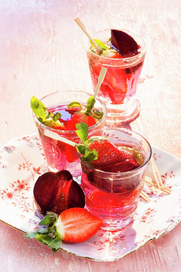 Detox Drinks With Strawberries And Beetroot Photograph by Birgit Twellmann