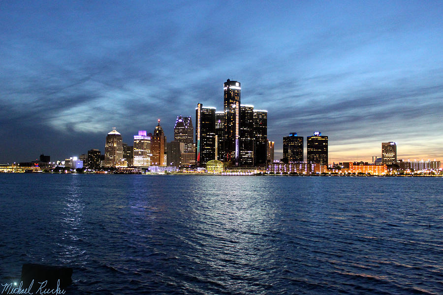 Detroit at Sunset Photograph by Michael Rucker