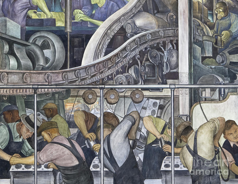 Detroit Industry, North Wall by Diego Rivera Detail Painting by Diego Rivera