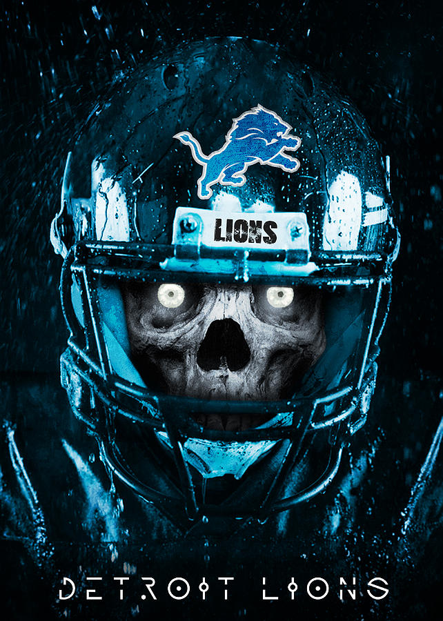 Detroit Lions Skull Art by William Ng