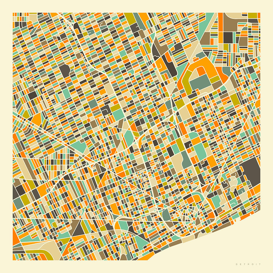Detroit Map 1 Digital Art by Jazzberry Blue