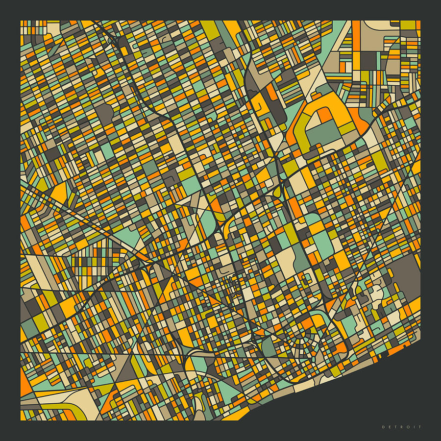 Detroit Digital Art - Detroit Map 2 by Jazzberry Blue