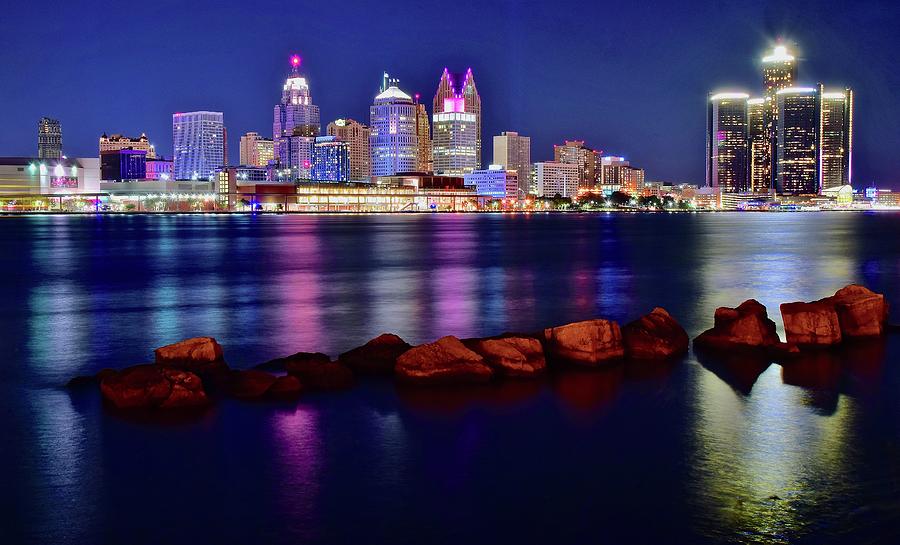 Detroit Riverfront from Windsor Photograph by Frozen in Time Fine Art Photography