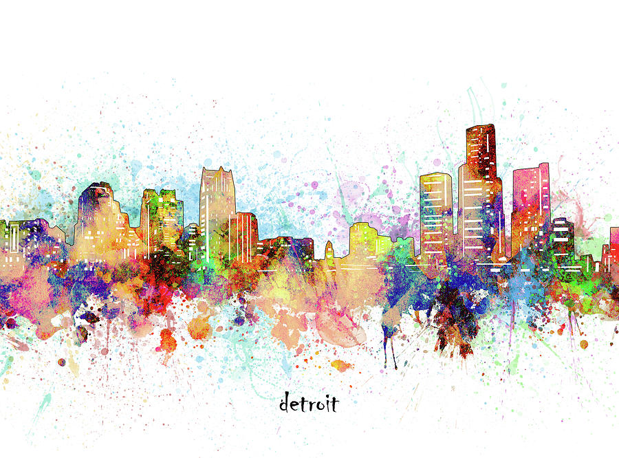 Detroit Skyline Artistic Digital Art by Bekim M