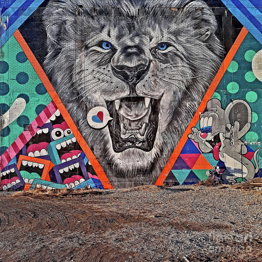 Architecture Photograph - Detroit Lion Mural by Walter Neal