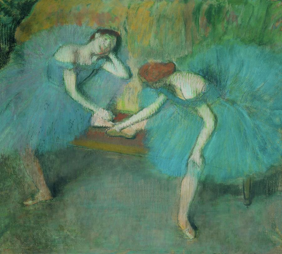 Deux danseuses au repos, ou Danseuses en bleu, 1898 Two dancers resting, or two dancers in blue. Painting by Edgar Degas -1834-1917-