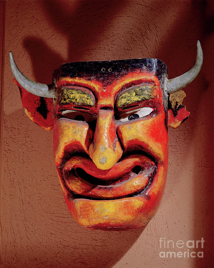 Central America Painting - Devil Mask Used In A Pastorela From The Guerrero Region Of Mexico by Mexican School