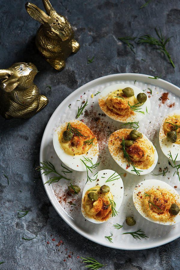 Deviled Eggs With Paprika, Capers And Dill Photograph by Stacy Grant